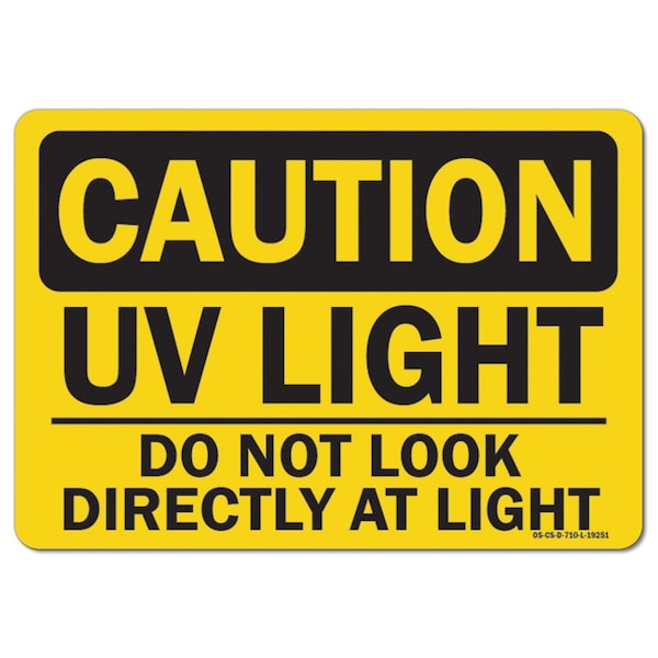 OSHA, 3.5" Height, 5" Width, 3.5" H, 5" W, Landscape, PK10, UV Light Do Not Look Directly Light